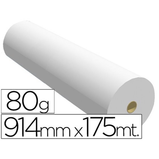 Papel Reprografia Para Plotter 914Mmx175Mt 80Gr