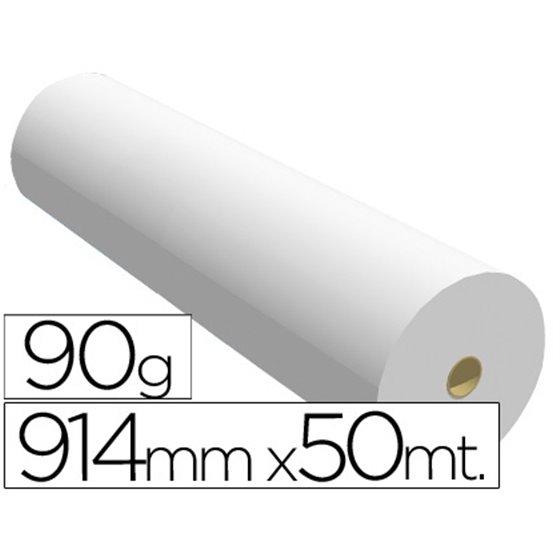 Papel Reprografia Para Plotter 914Mmx50Mt 90Gr Impresion Ink-Jet