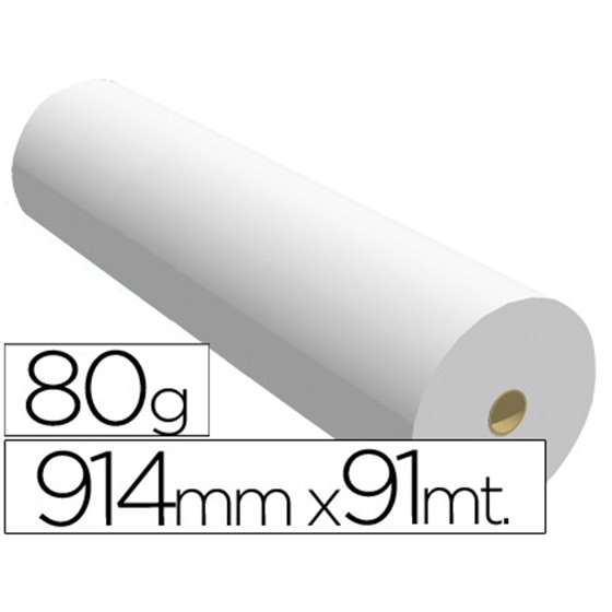 Papel Reprografia Para Plotter 914Mmx91Mt 80Gr Impresion Ink-Jet