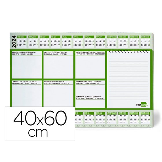 Planning Sobremesa Semanal Liderpapel 40X60 Cm 80 Gr 60 Hojas 2024-2025