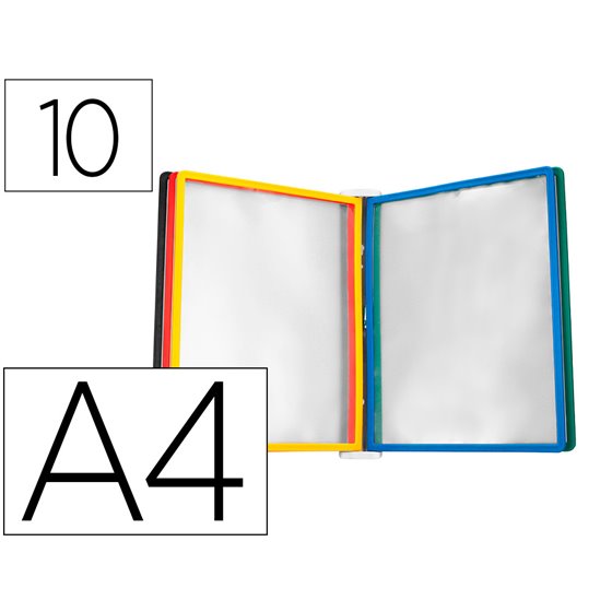 Portacatalogo De Pared Plastico Liderpapel Con 10 Fundas Din A4 Colores Surtidos