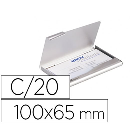 Tarjetero Durable Aluminio Capacidad 20 Tarjetas De Visitas 55X90 Mm Color Plata 100X65 Mm