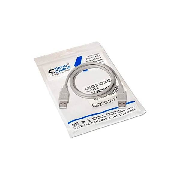 Cable Usb Nanocable 2.0 Tipo A/M-A/M Color Gris Longitud 1 M