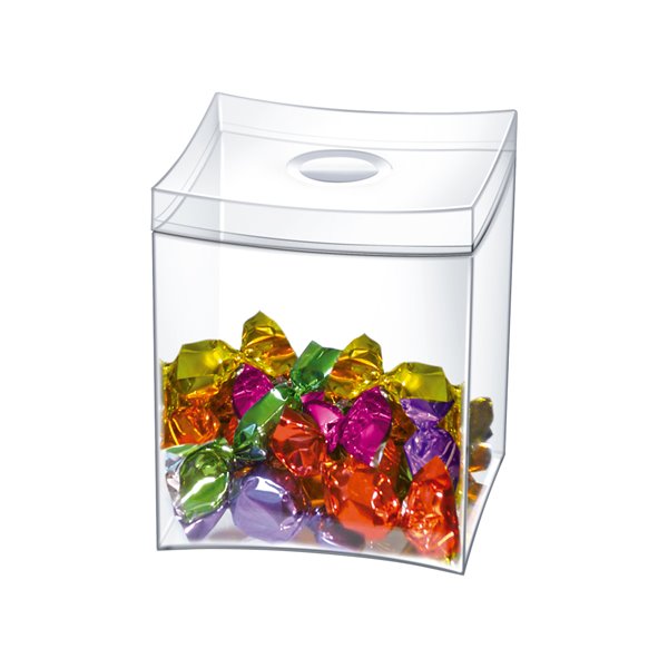 Caja Para Caramelos Cep Con Tapa Desmontable Poliestireno Transparente 90X90X115 Mm