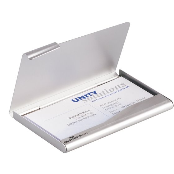 Tarjetero Durable Aluminio Capacidad 20 Tarjetas De Visitas 55X90 Mm Color Plata 100X65 Mm