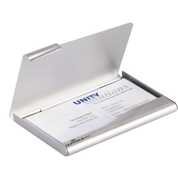 Tarjetero Durable Aluminio Capacidad 20 Tarjetas De Visitas 55X90 Mm Color Plata 100X65 Mm