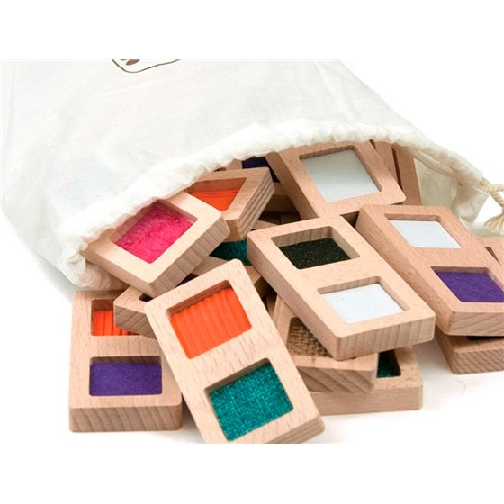 Juego Didactico Andreutoys Domino Sensorial Texturas Madera 28 Piezas