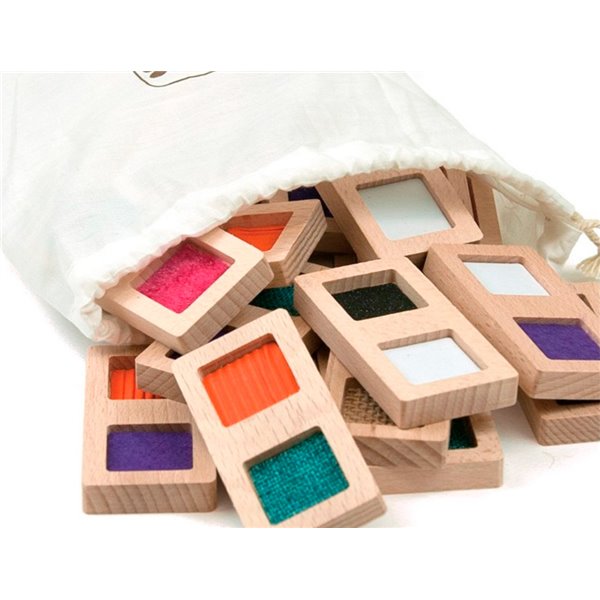 Juego Didactico Andreutoys Domino Sensorial Texturas Madera 28 Piezas