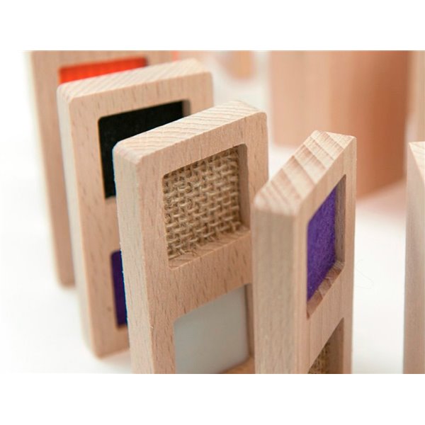 Juego Didactico Andreutoys Domino Sensorial Texturas Madera 28 Piezas