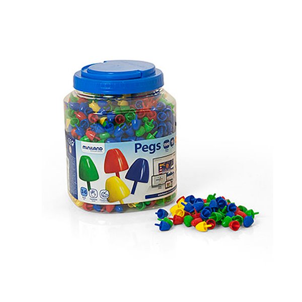 Juego Miniland Pegs Bote De 1300 Piezas De 15 Mm