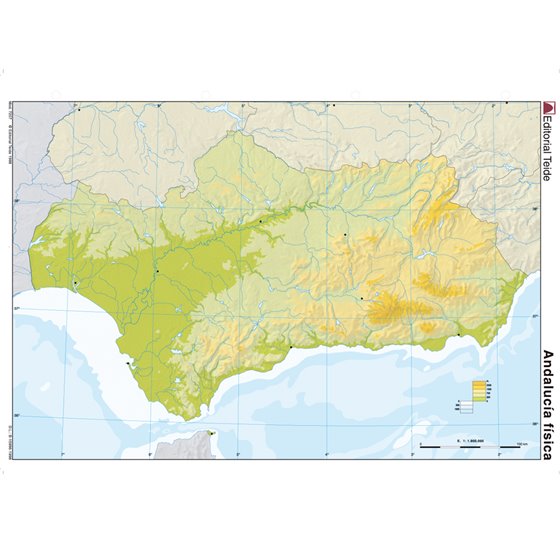 Mapa Mudo Color Din A4 Andalucia Fisico