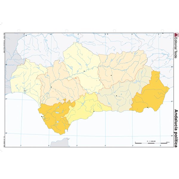 Mapa Mudo Color Din A4 Andalucia Politico