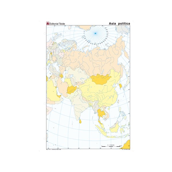 Mapa Mudo Color Din A4 Asia Politico