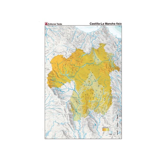 Mapa Mudo Color Din A4 Castilla-La Mancha Fisico