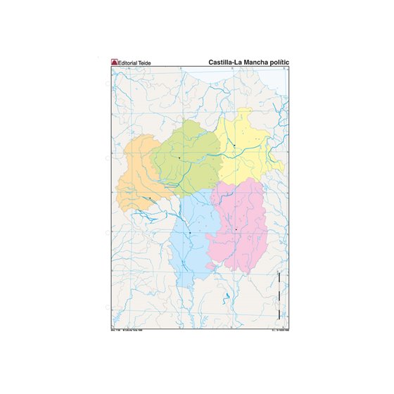 Mapa Mudo Color Din A4 Castilla-La Mancha Politico