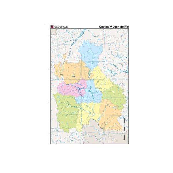 Mapa Mudo Color Din A4 Castilla-Leon Politico