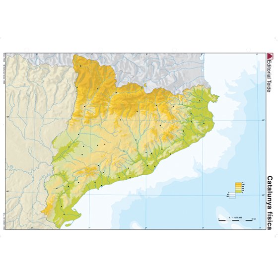 Mapa Mudo Color Din A4 Cataluña Fisico