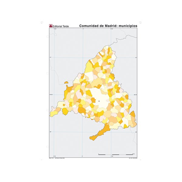 Mapa Mudo Color Din A4 Comunidad De Madrid Politico