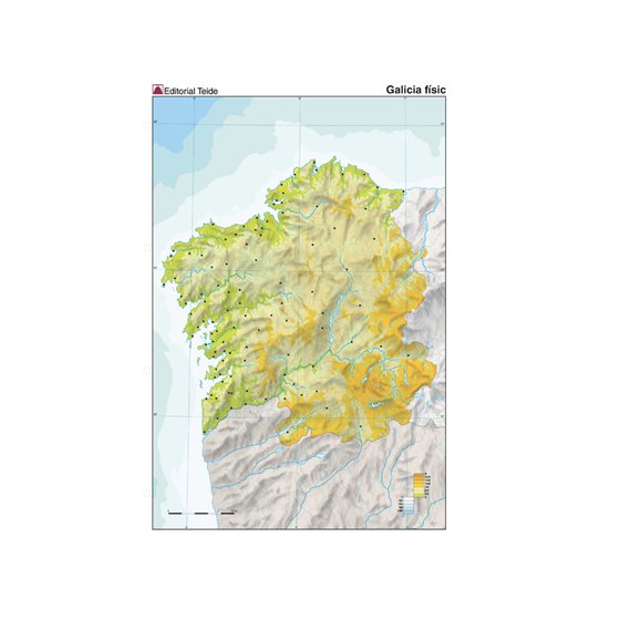 Mapa Mudo Color Din A4 Galicia Fisico