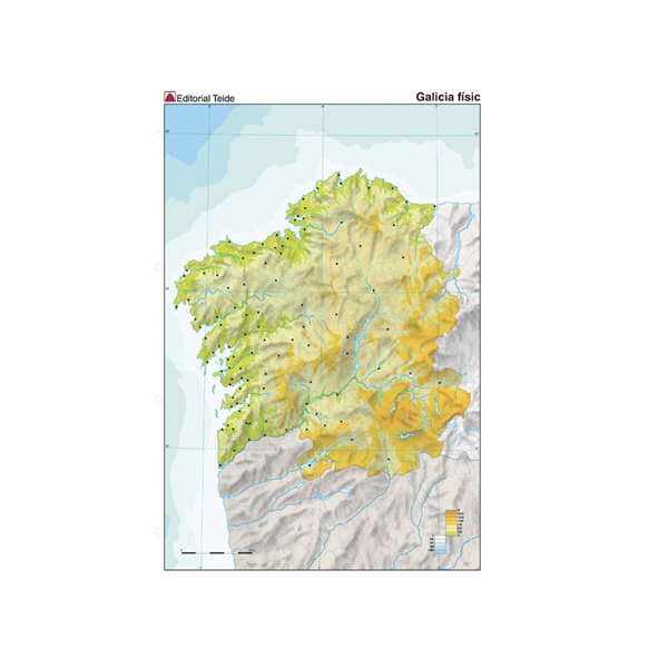 Mapa Mudo Color Din A4 Galicia Fisico