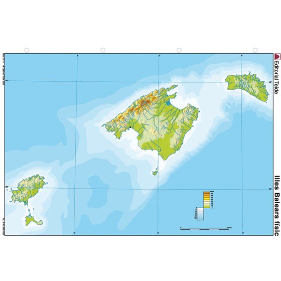 Mapa Mudo Color Din A4 Islas Baleares Fisico