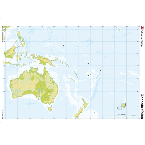 Mapa Mudo Color Din A4 Oceania Fisico