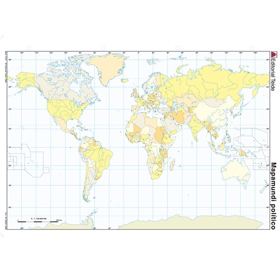 Mapa Mudo Color Din A4 Planisferio Politico