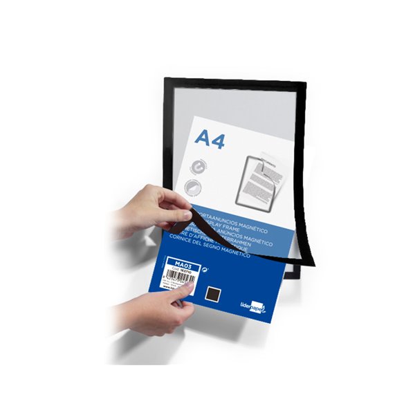Marco Porta Anuncios Liderpapel Magnetico Din A4 Dorso Adhesivo Removible Color Negro