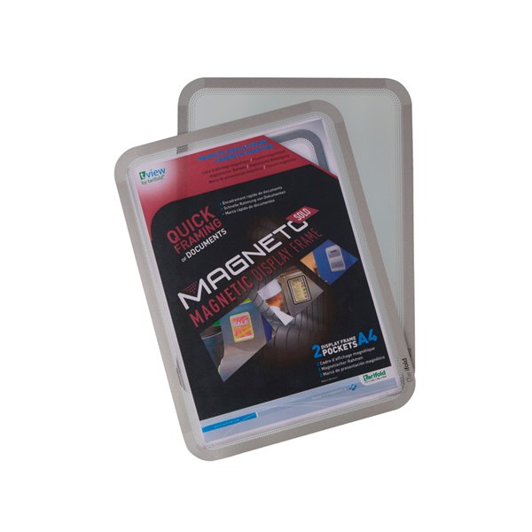 Marco Porta Anuncios Tarifold Magneto Din A4 Con 4 Bandas Magneticas En El Dorso Color Plata Pack De 2 Unidades