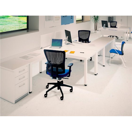 Mesa De Oficina Rocada Executive 2002Ad04 Aluminio/Blanco 160X80 Cm