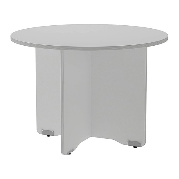 Mesa De Reunion Rocada Meeting 3005Ab02 Estructura Madera Gris Aluminio En Aspas Tablero Gris 100 Cm Diametro