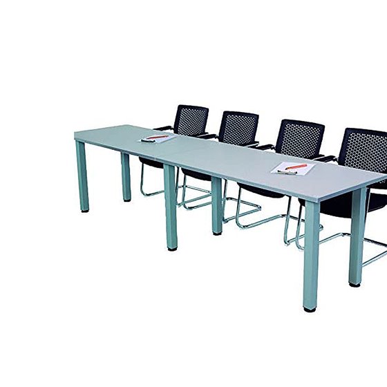 Mesa De Reunion Rocada Meeting 3006At02 Estructura Columna Acero Gris Tablero Madera Gris 120 Cm Diametro