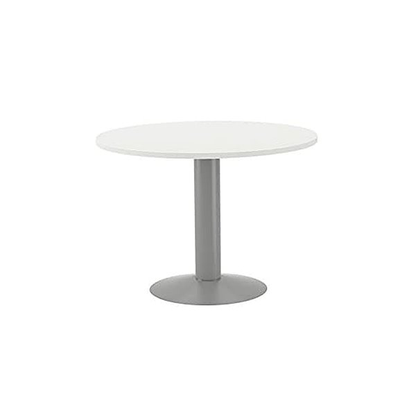 Mesa De Reunion Rocada Meeting 3006At04 Estructura Columna Acero Gris Tablero Madera Blanco 120 Cm Diametro