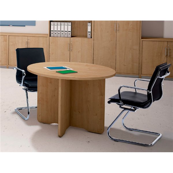 Mesa De Reunion Rocada Redonda 3005Aw01 Estructura Madera En Aspas Color Blanco Tablero Haya 100Cm Diametro