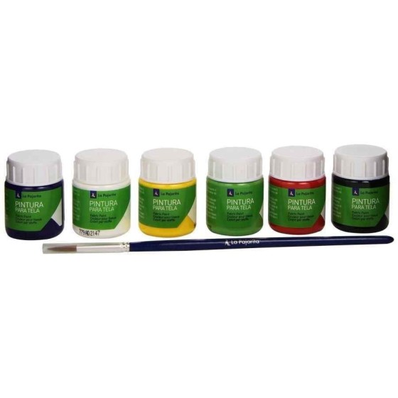Pintura Para Tela LA PAJARITA 25 ml. Set De 6 Colores