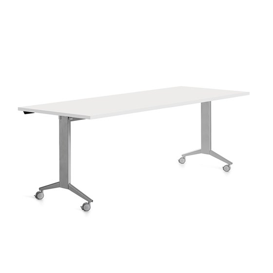 Mesa Rocada 2003Fd04 Con Tablero Abatible Color Aluminio/Blanco 180X80 Cm