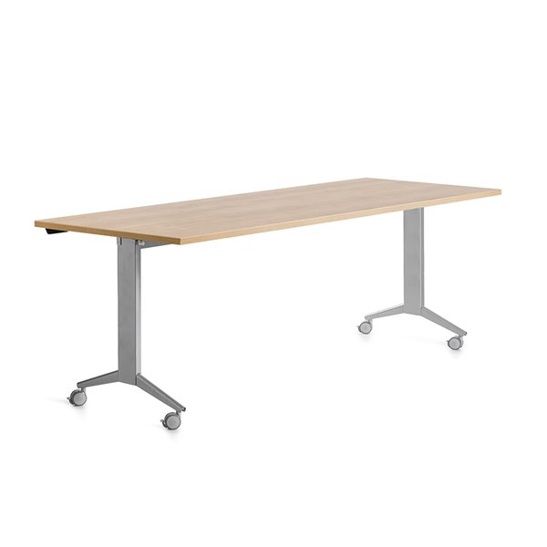 Mesa Rocada 2003Fd08 Con Tablero Abatible Color Aluminio/Roble 180X80 Cm