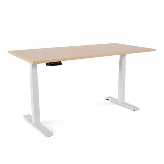 Mesa Rocada Regulable En Altura Electricamente Hasta 129 Cm Estructura De Acero Tablero 160 Cm Color Haya
