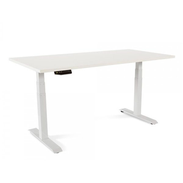 Mesa Rocada Regulable En Altura Electricamente Hasta 129 Cm Estructura De Acero Tablero 180 Cm Color Blanco