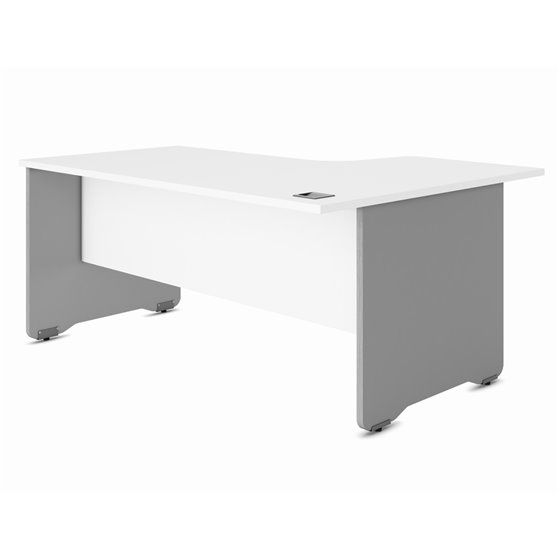 Mesa Rocada Serie Work 160X120 Cm Derecha Acabado Ab04 Aluminio/Blanco