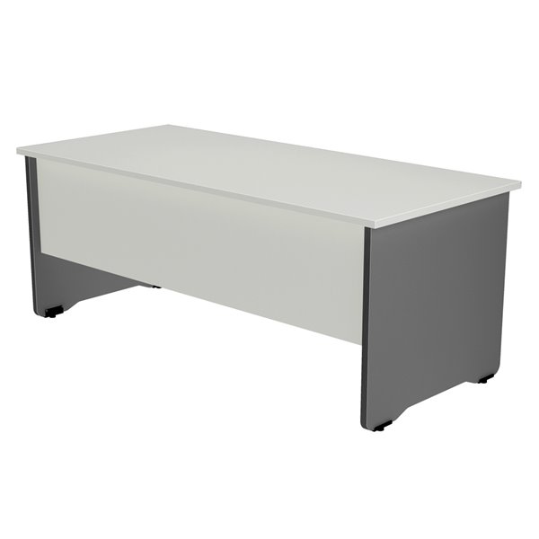 Mesa Rocada Serie Work 160X120 Cm Izquierda Acabado Ab04 Aluminio/Blanco