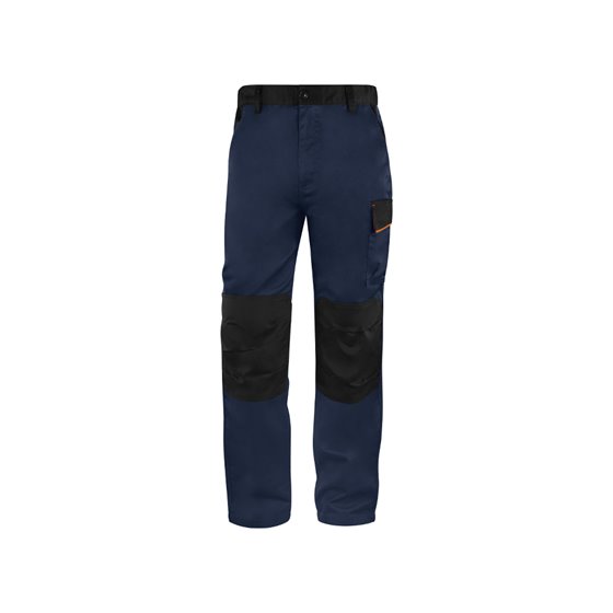 Pantalon De Trabajo Deltaplus Cintura Ajustable 5 Bolsillos Color Azul Naranja Talla 3Xl