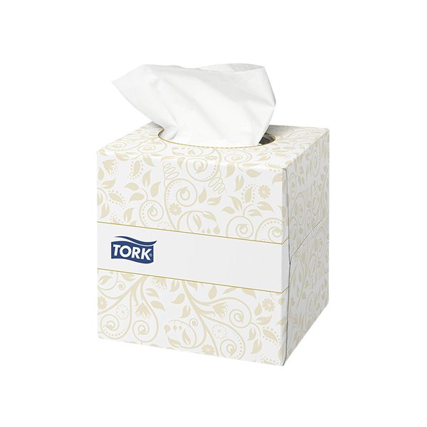 Pañuelos Faciales Tork Extrasuaves 2 Capas 20,9X20 Cm Caja Cubo De 100 Unidades