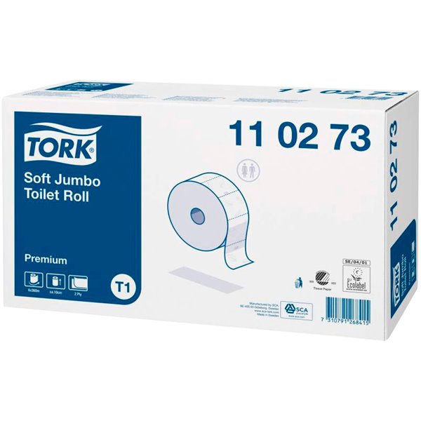 Papel Higienico Tork Jumbo Suave 2 Capas 360 Mt Para Dispensador T1 Paquete De 6 Rollos