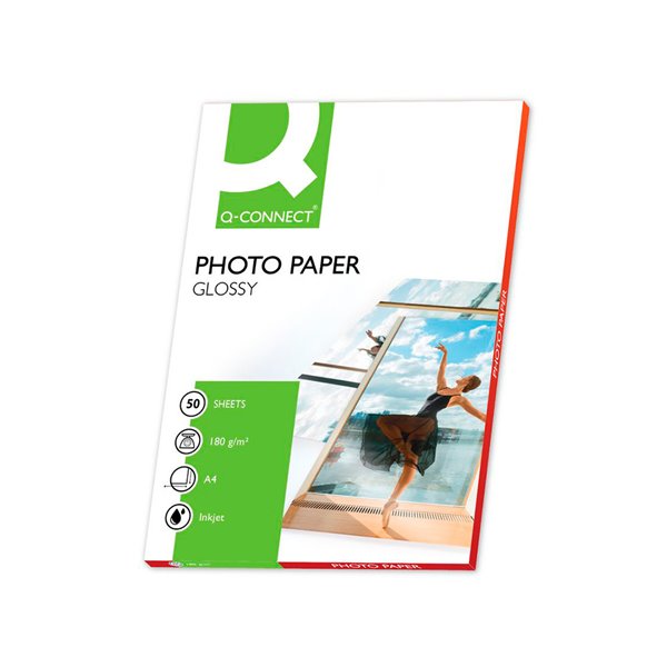 Papel Q-Connect Foto Glossy Din A4 Alta Calidad Digital Photo Para Ink-Jet Bolsa De 50 Hojas De 180 Gr
