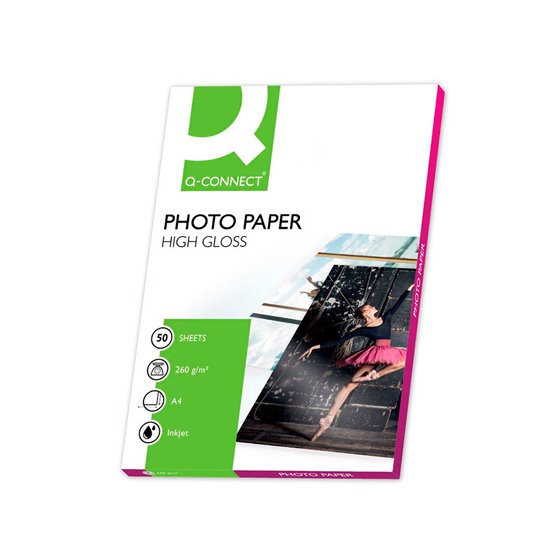 Papel Q-Connect Foto Glossy Din A4 Alta Calidad Digital Photo Para Ink-Jet Bolsa De 50 Hojas De 260 Gr