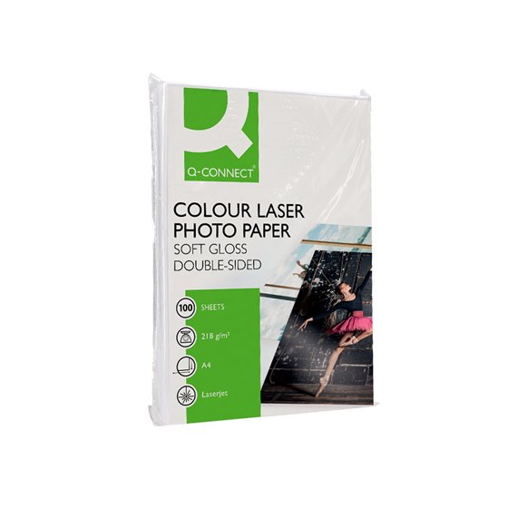 Papel Q-Connect Foto Glossy Din A4 Para Fotocopiadoras E Impresoras Laser Paquete De 100 Hojas De 218 Gr