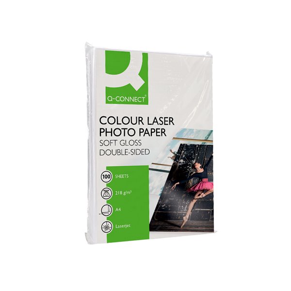 Papel Q-Connect Foto Glossy Din A4 Para Fotocopiadoras E Impresoras Laser Paquete De 100 Hojas De 218 Gr