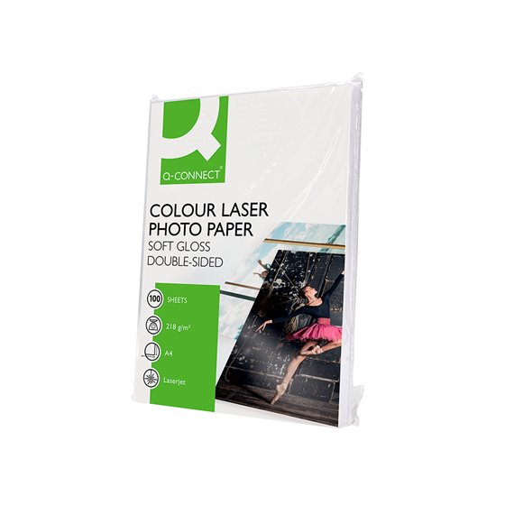 Papel Q-Connect Foto Glossy Din A4 Para Fotocopiadoras E Impresoras Laser Paquete De 100 Hojas De 218 Gr