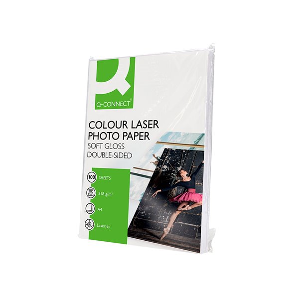 Papel Q-Connect Foto Glossy Din A4 Para Fotocopiadoras E Impresoras Laser Paquete De 100 Hojas De 218 Gr